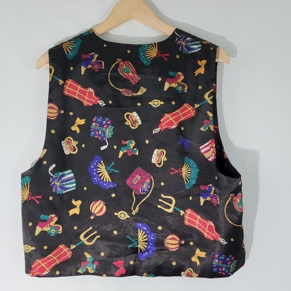 VTG Diane Von Furstenberg Men's Holiday Christmas Print Vest Sz M - Picture 2 of 12